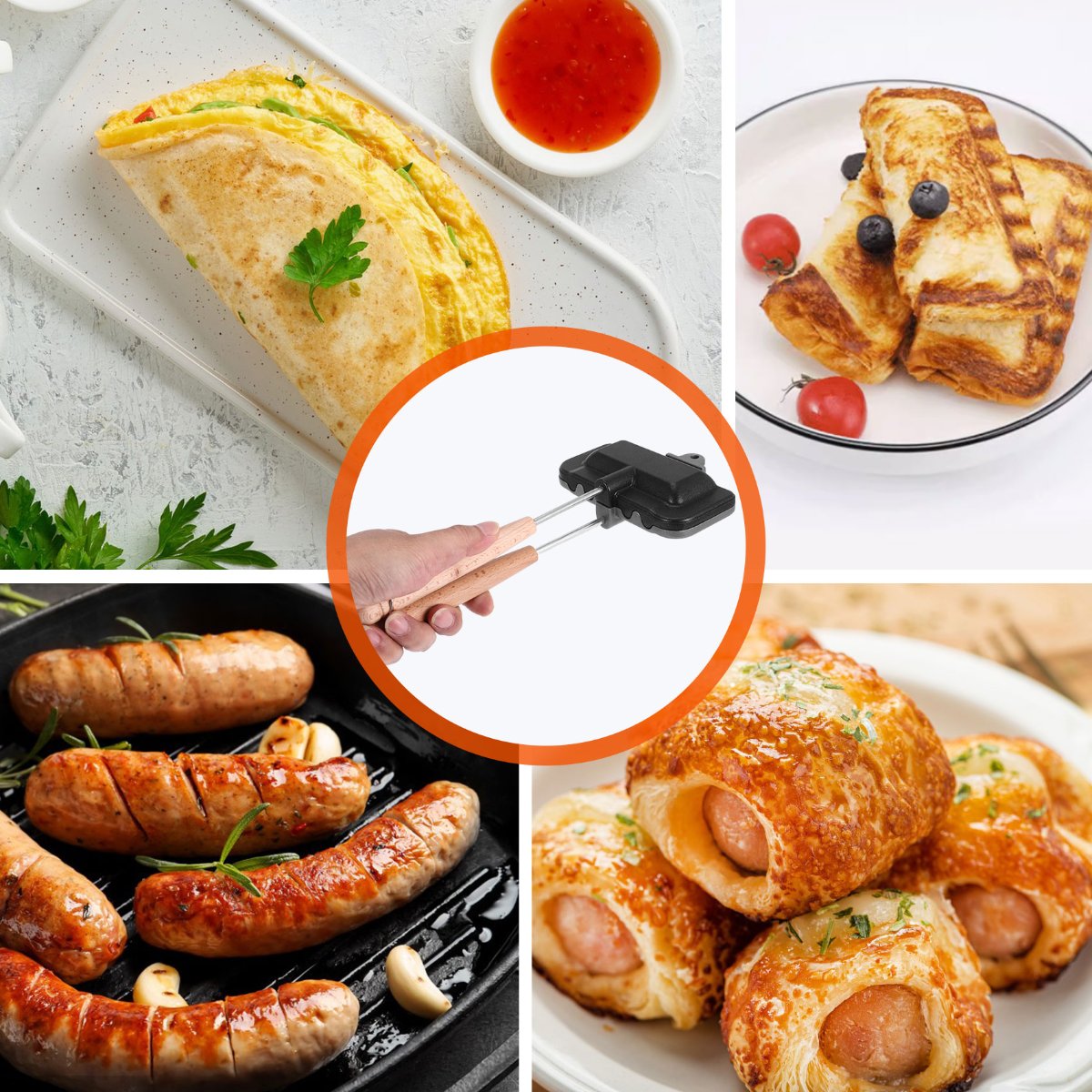 Sandwich Press Grill - ABUD-Double-Sided Sandwich Baking Pan Camping Frying