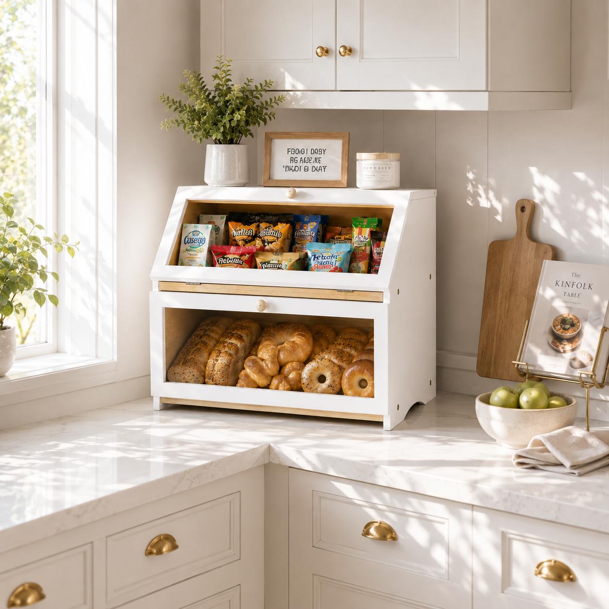 HOMEKOKO Double Layer Bread Bo - Kitchen Appliances Organizer review and price