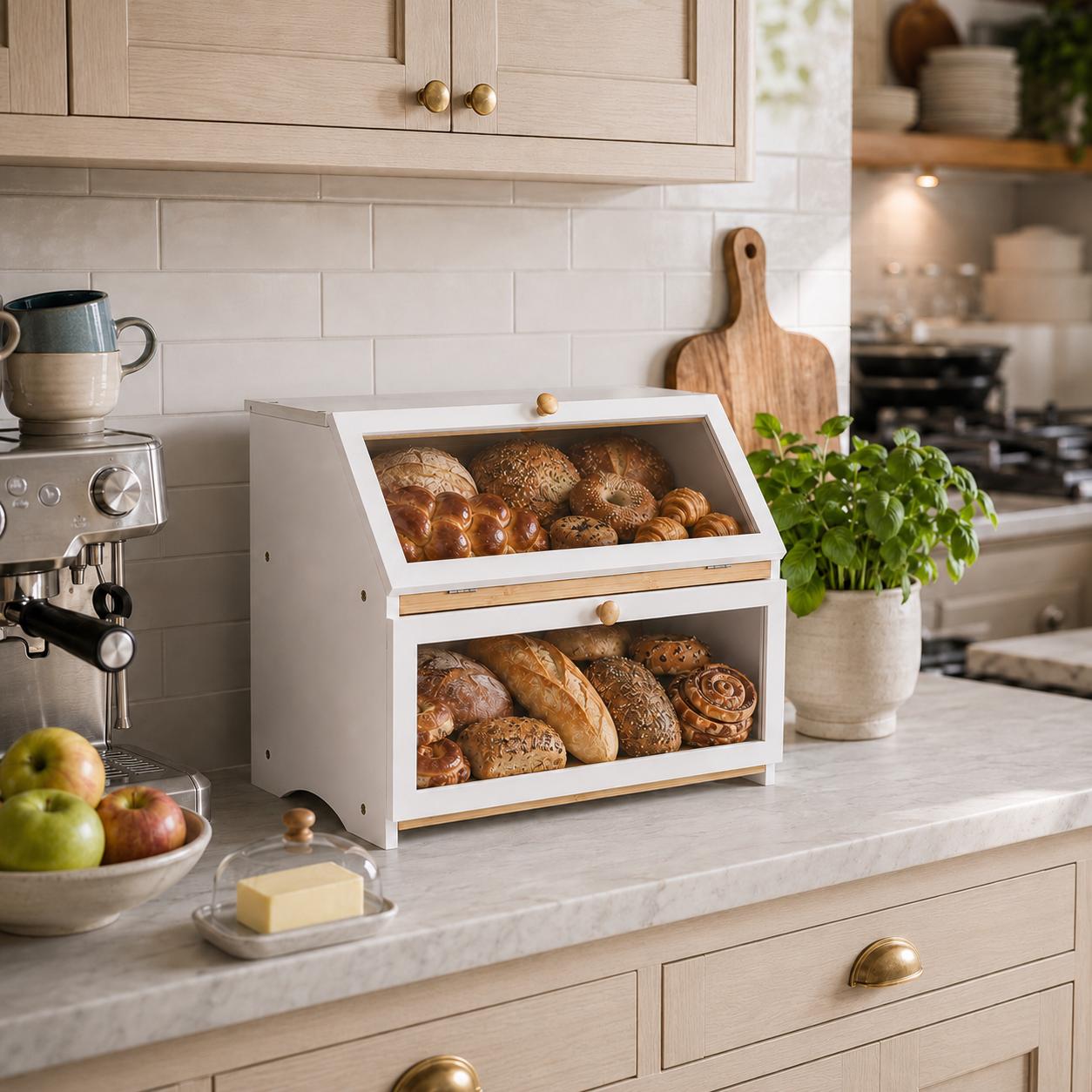 HOMEKOKO Double Layer Bread Bo - Kitchen Appliances Organizer review and price